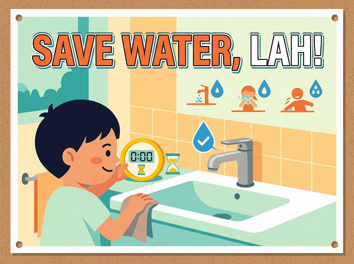 Stimulus poster: Save Water, Lah!